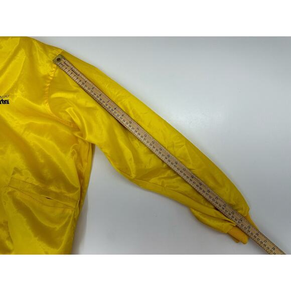 Windless Womens Bomber Jacket Size Large Satin Yellow Wonderbra PR Snap Up VTG - Picture 10 of 12